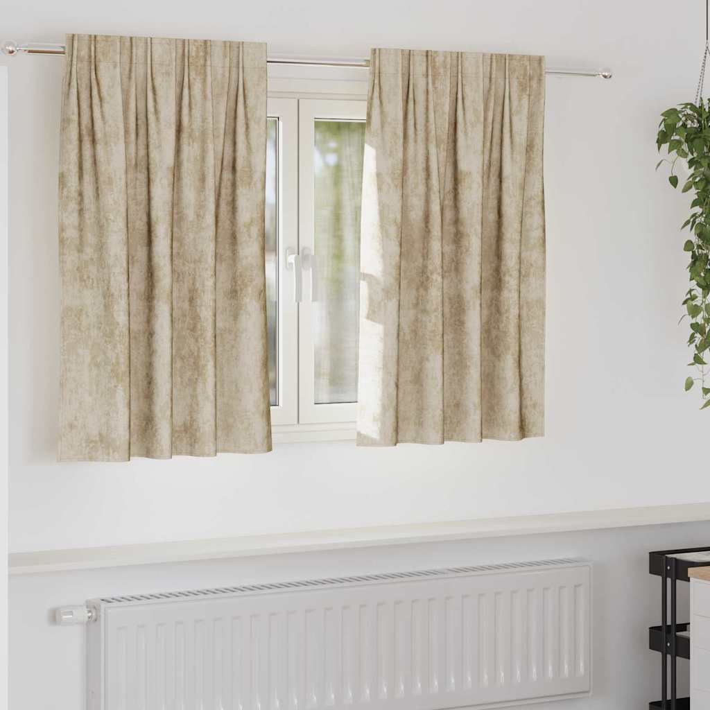 vidaXL Βελούδινες Κουρτίνες 2 τμχ. Κρεμ 140 x 140 cm Βελούδο