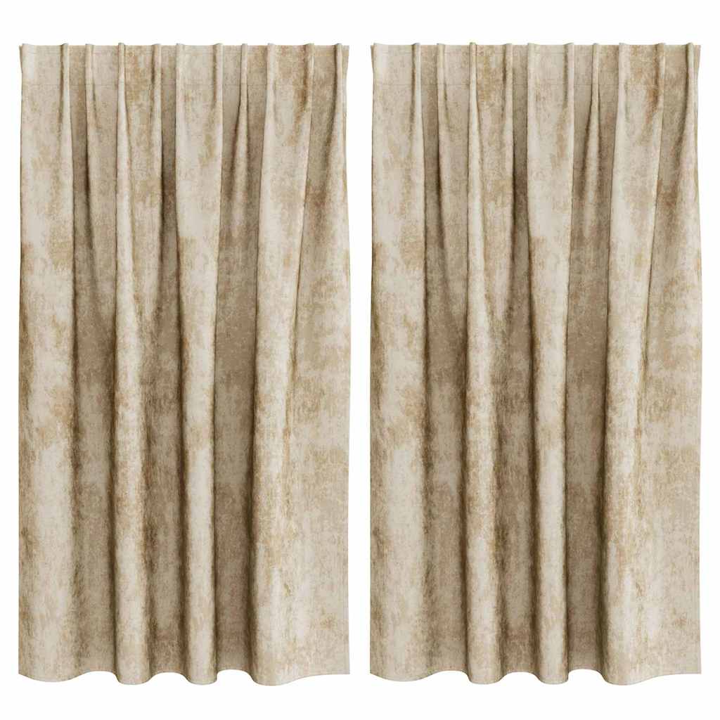 vidaXL Βελούδινες Κουρτίνες 2 τμχ. Κρεμ 140 x 140 cm Βελούδο
