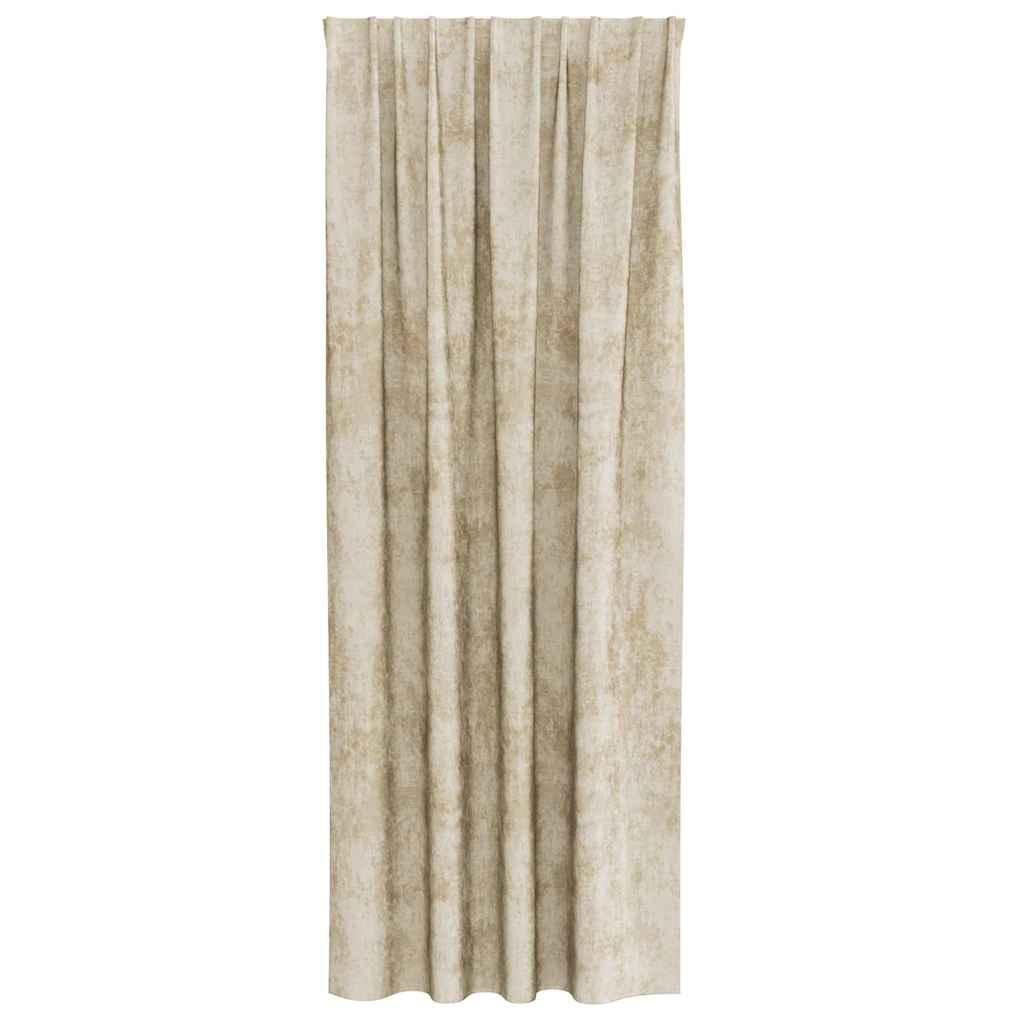 vidaXL κουρτίνες βελούδου 2 τεμ με τσέπες κρεμ 260 x 140 εκ