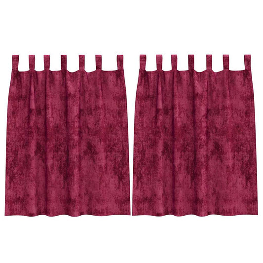 vidaXL Κουρτίνα με κουρτίνες 2 pcs Κόκκινο 140 x 140 cm Βελούδο
