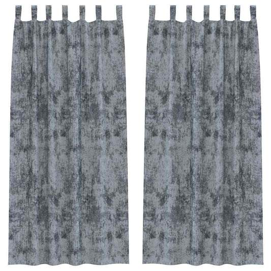 vidaXL Βελούδινες Κουρτίνες 2 τεμ με Κουμπιά Ασημί 225x140 εκ