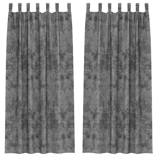 vidaXL κουρτίνες 2 τεμάχια με θηλιές γκρι 225x140 εκ.