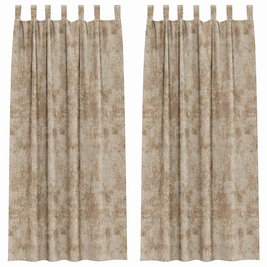 vidaXL Κουρτίνες Βελούδο 2 τεμ με θηλιές Σαμπάνια 245x140 εκ.