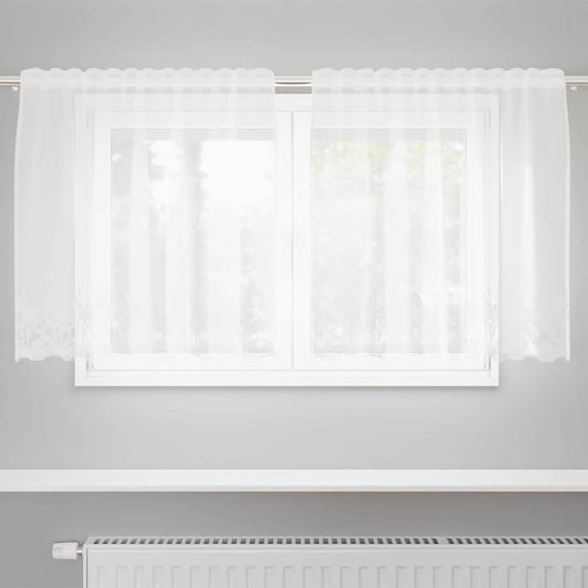 vidaXL Κουρτίνες με κουρτίνες Floral Λευκό 150 x 120 cm Πολυεστέρας