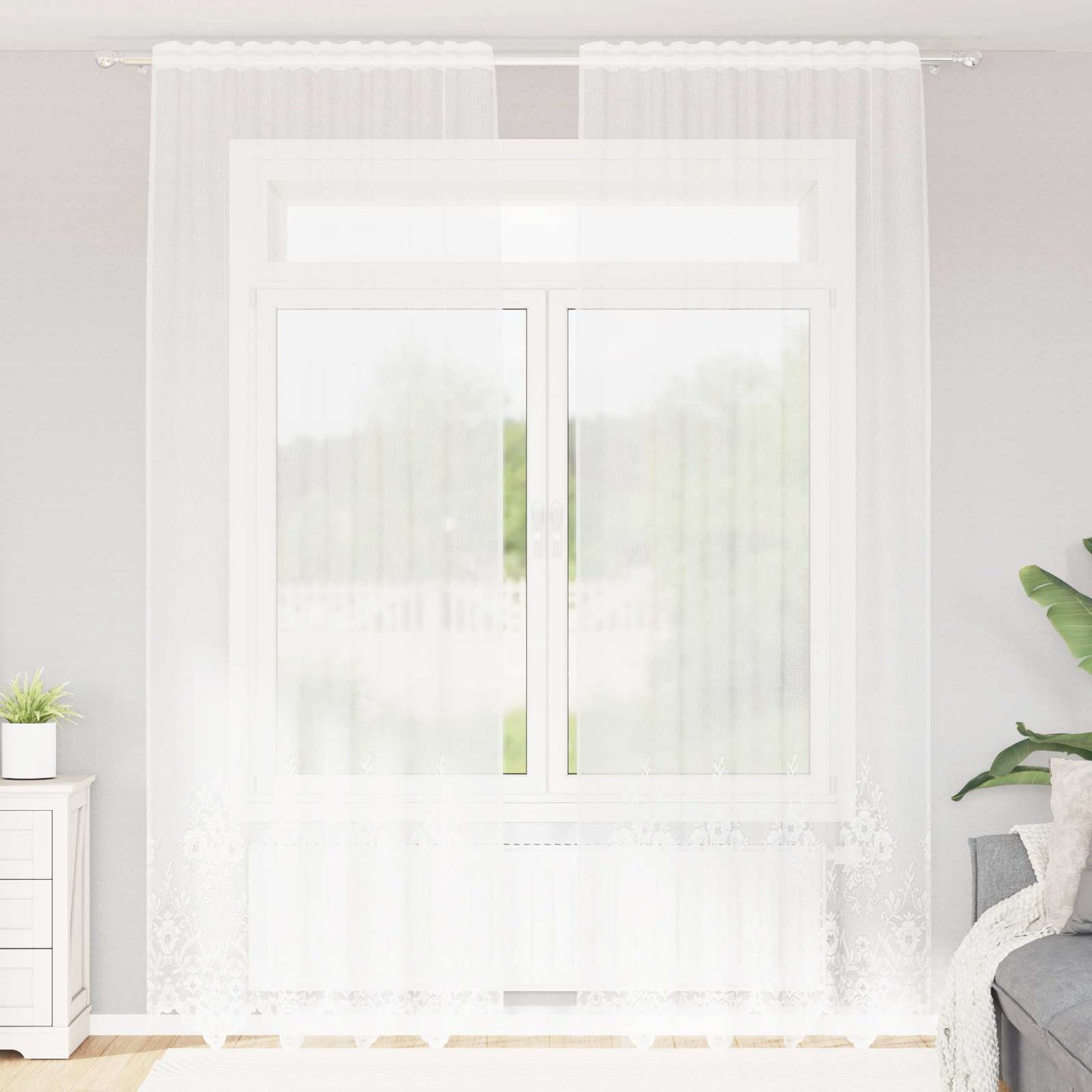 vidaXL Κουρτίνα Δαντέλας Λευκό 300 x 150 cm Πολυεστέρας