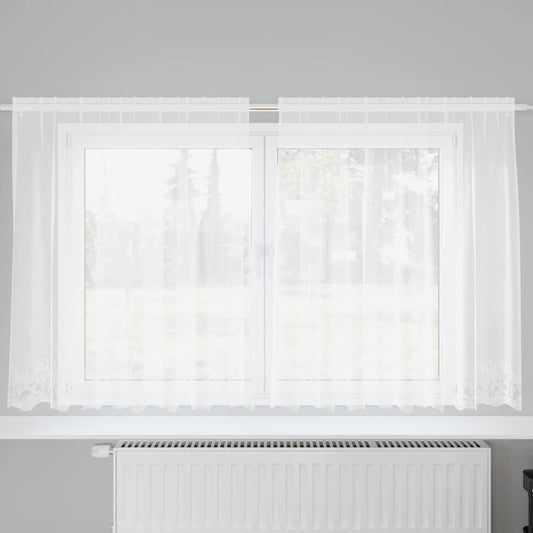vidaXL Κουρτίνες με κουρτίνες Floral Λευκό 200 x 140 cm Πολυεστέρας