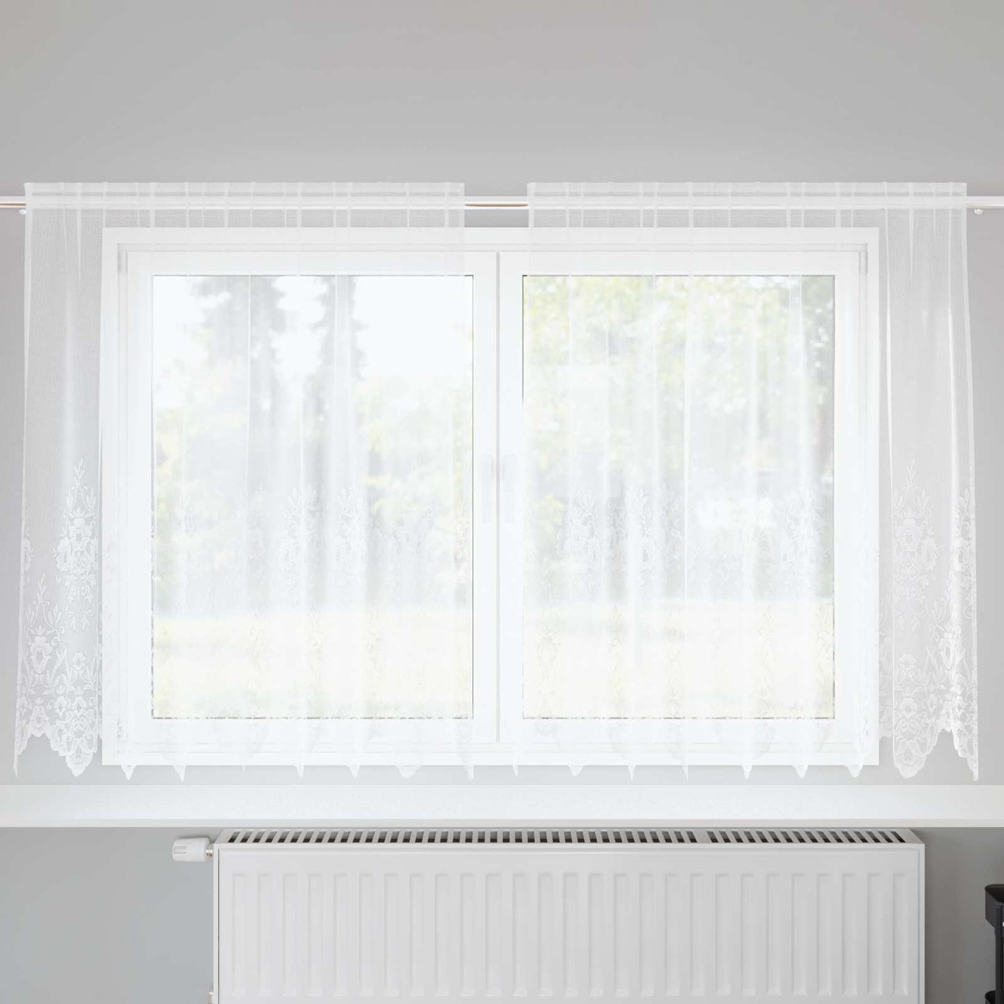 vidaXL Κουρτίνα Δαντέλας Λευκό 180 x 200 cm Πολυεστέρας