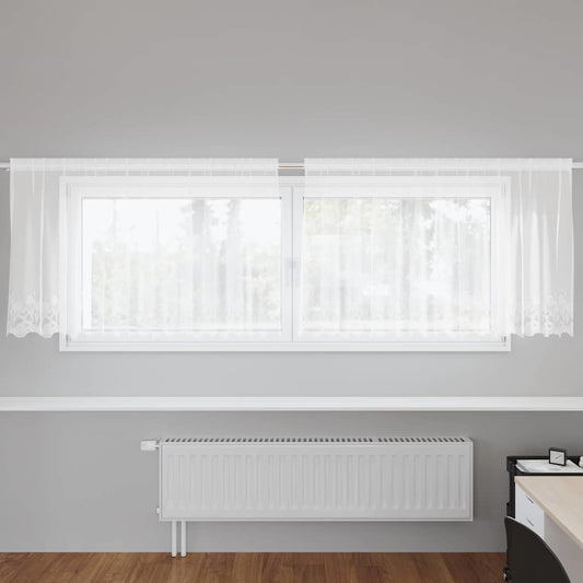 vidaXL Κουρτίνες με κουρτίνες Floral Λευκό 300 x 100 cm Πολυεστέρας