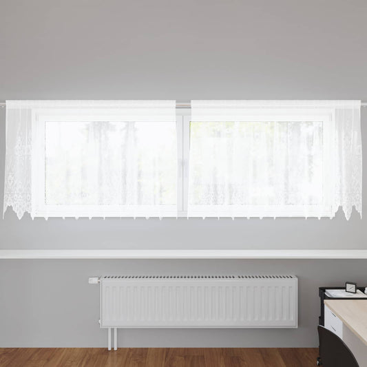 vidaXL Κουρτίνα Δαντέλας με κουρτίνες Λευκό 100 x 300 cm Πολυεστέρας