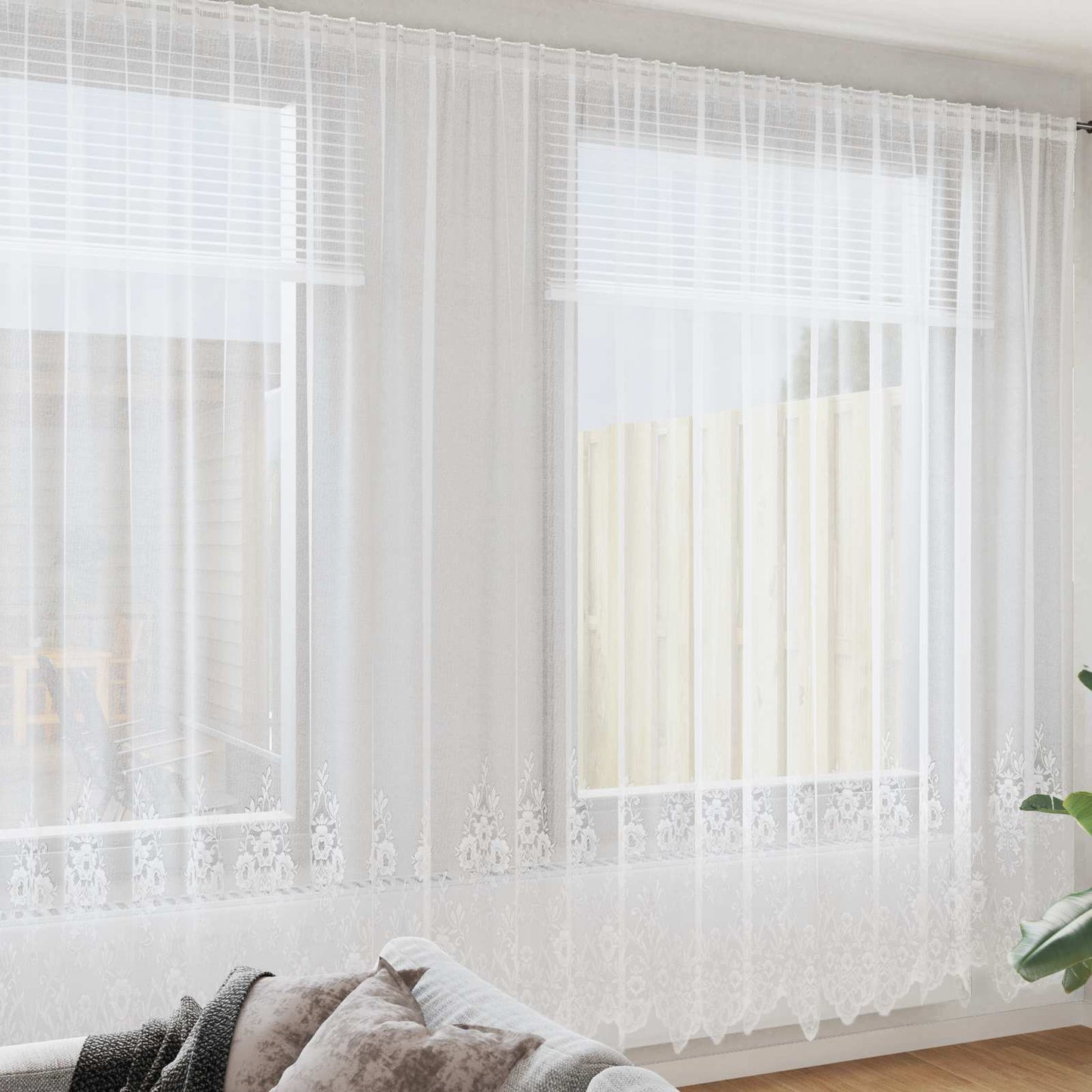 vidaXL Κουρτίνα Δαντέλας με κουρτίνες Λευκό 300 x 400 cm Πολυεστέρας