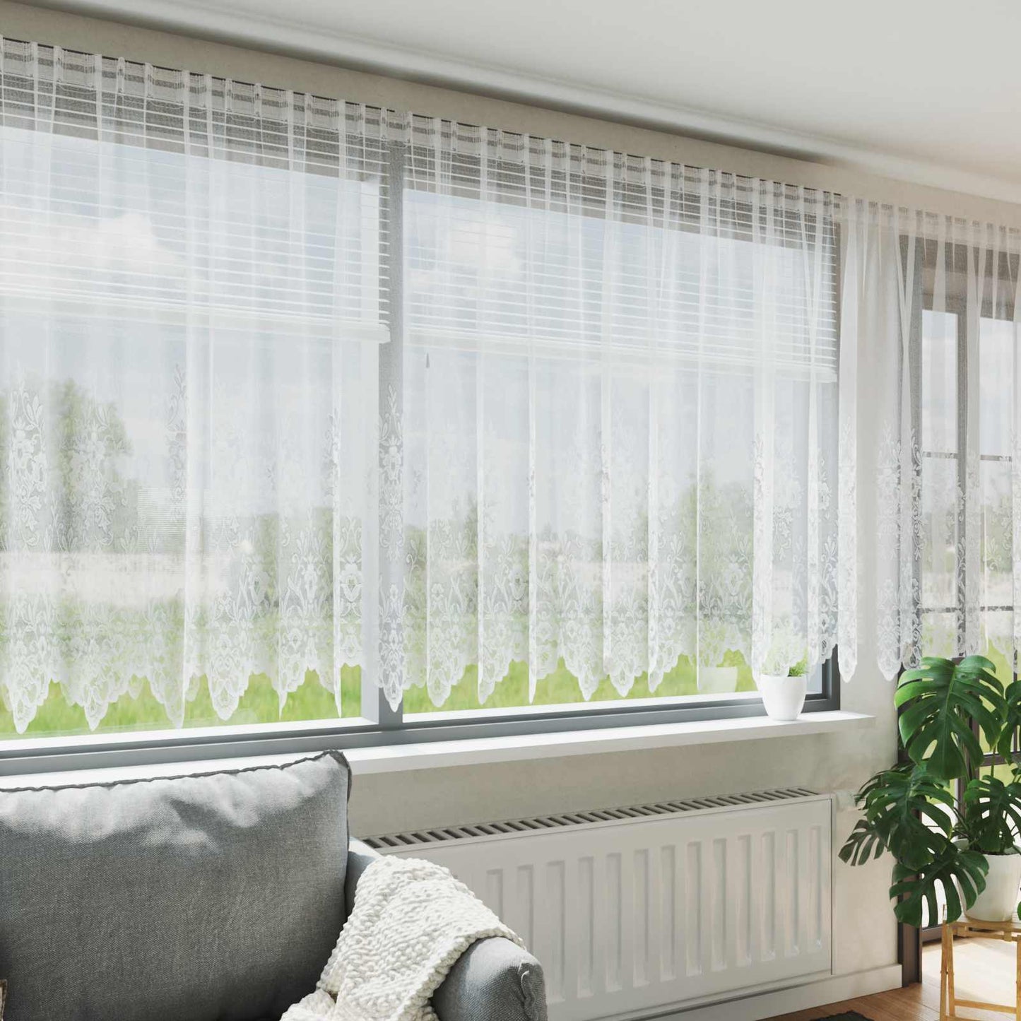vidaXL Κουρτίνα Δαντέλας Λευκό 160 x 600 cm Πολυεστέρας