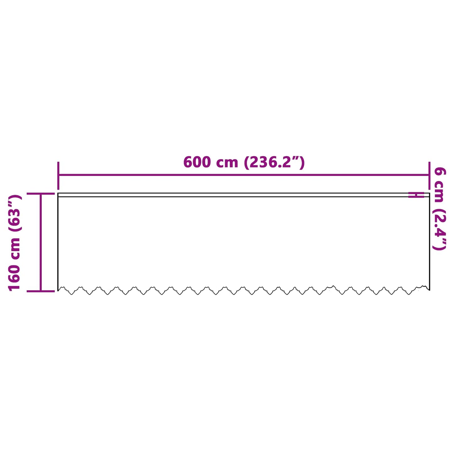 vidaXL Κουρτίνα Δαντέλας Λευκό 160 x 600 cm Πολυεστέρας