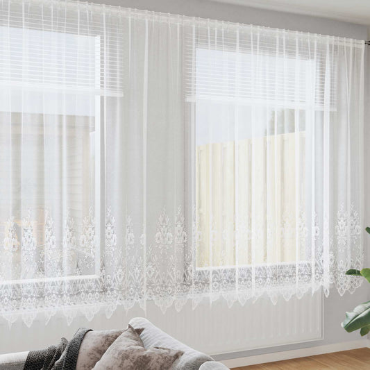 vidaXL Κουρτίνα Δαντέλας με κουρτίνες Λευκό 200 x 900 εκ Πολυεστέρας