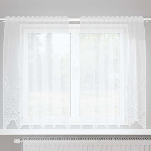 vidaXL Κουρτίνες με κουρτίνες Floral Λευκό 150 x 140 εκ. Πολυεστέρας