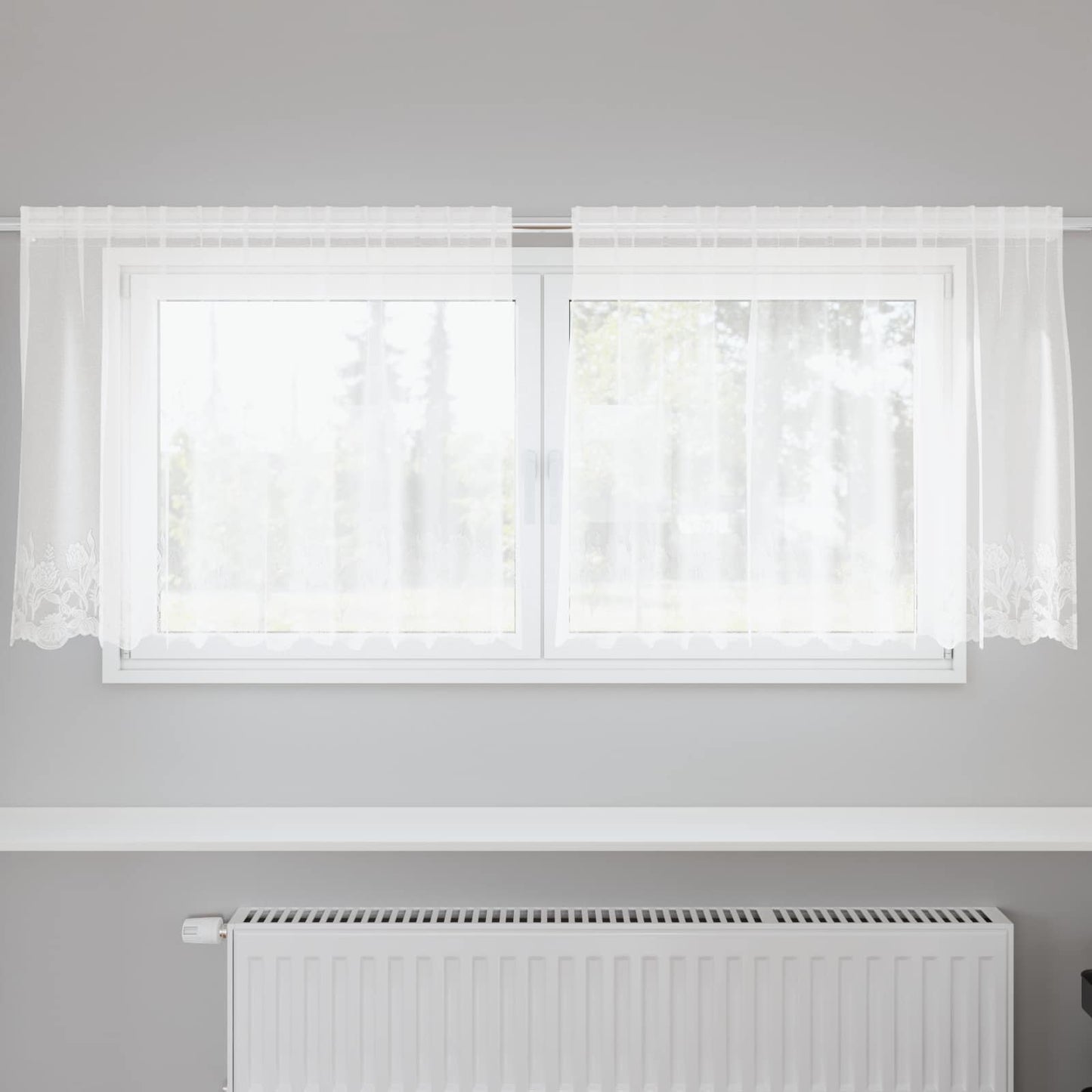 vidaXL Κουρτίνα Δαντέλας με κουρτίνες Λευκό 100 x 200 cm Πολυεστέρας