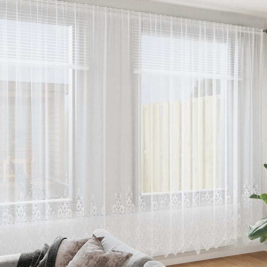vidaXL Κουρτίνα Δαντέλας με κουρτίνες Λευκό 500x280cm Πολυεστέρας