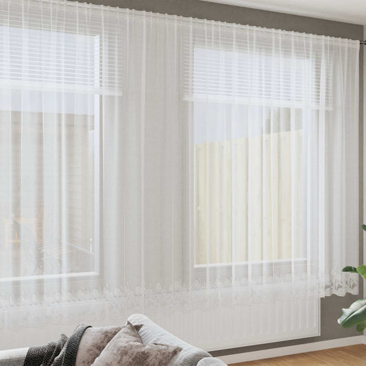 vidaXL Κουρτίνα Δαντέλας με κουρτίνες Λευκό 750 x 240 εκ. Πολυεστέρας