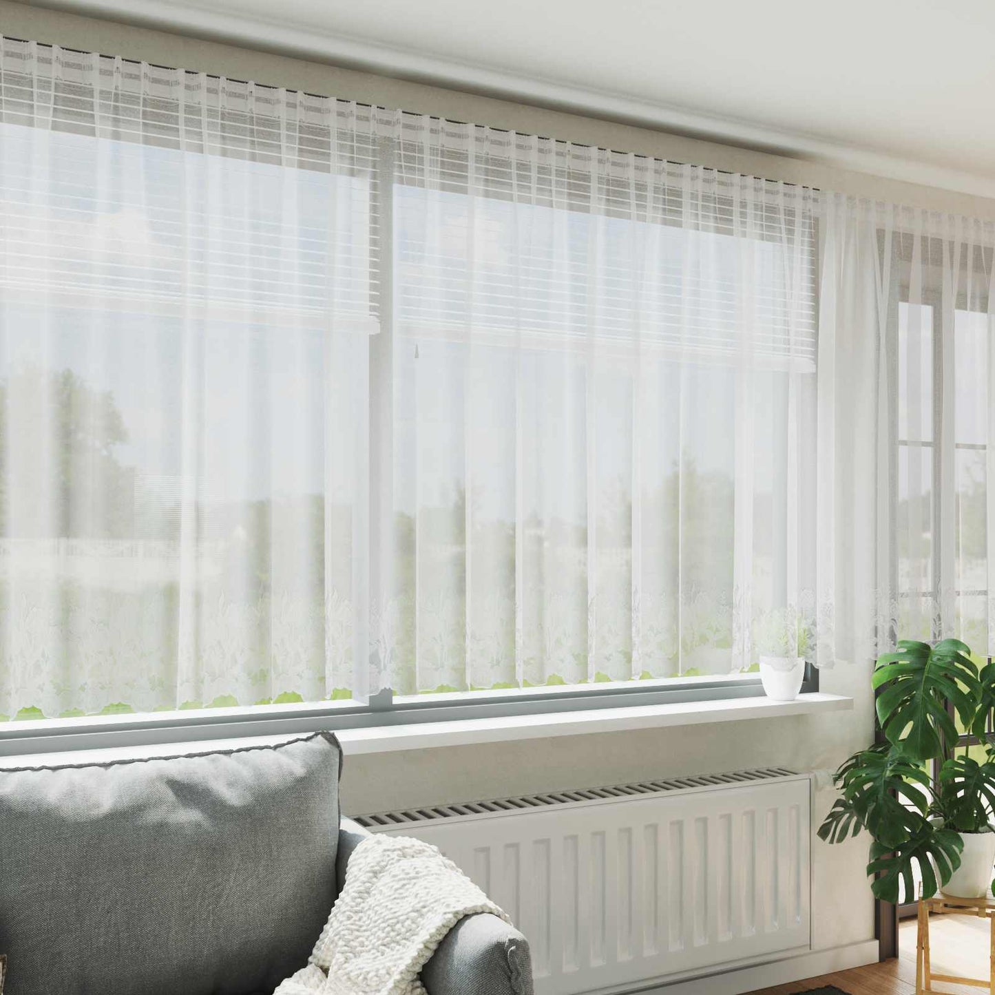 vidaXL Κουρτίνα Δαντέλας Λευκό 180 x 900 εκ Πολυεστέρας