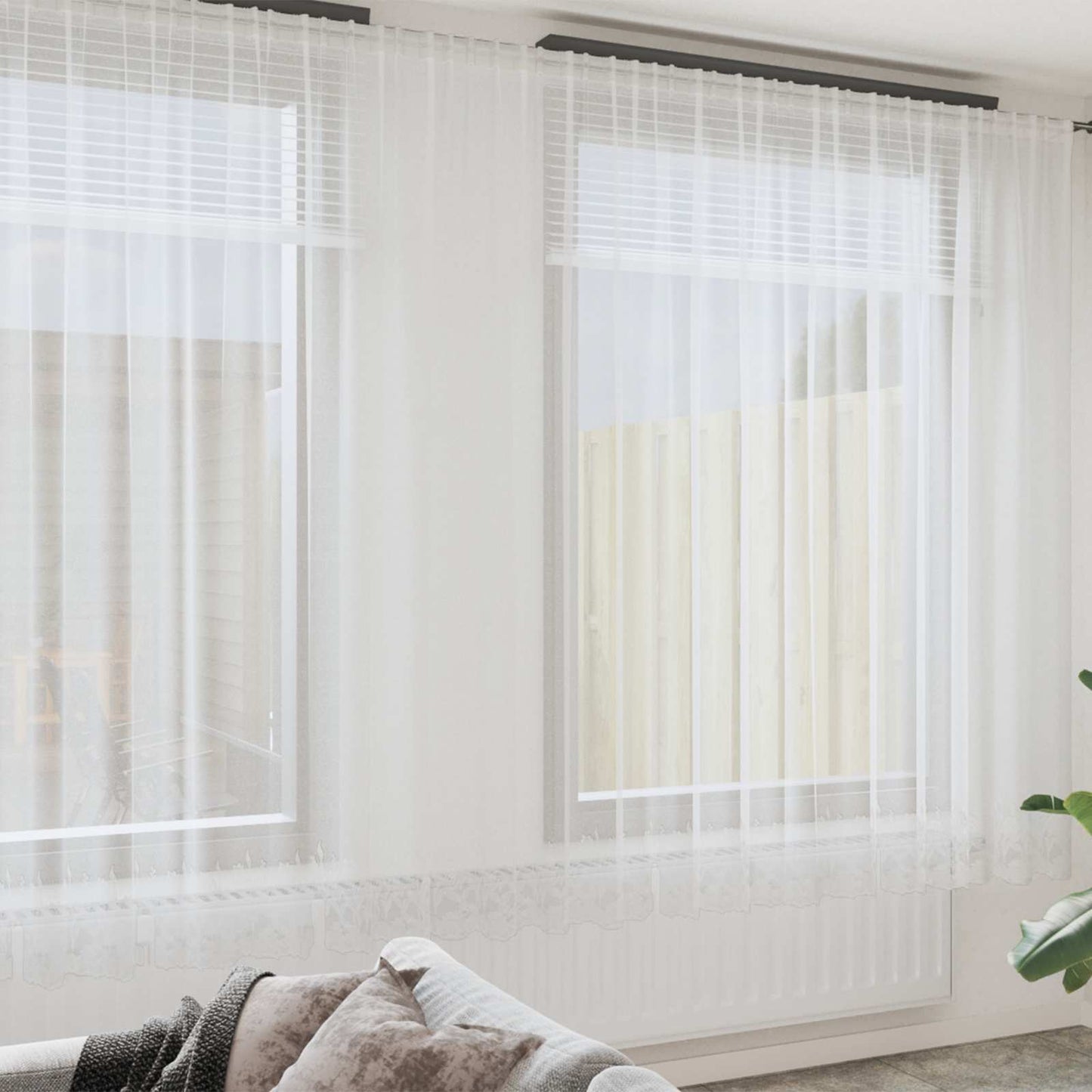 vidaXL Κουρτίνα Δαντέλας με κουρτίνες Λευκό 1200 x 280 εκ. Πολυεστέρας
