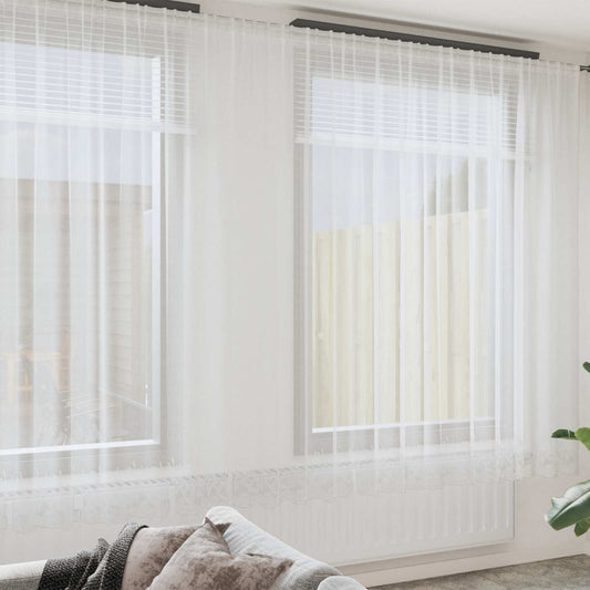 vidaXL Κουρτίνα Δαντέλας με κουρτίνες Λευκό 1200 x 300 εκ. Πολυεστέρας