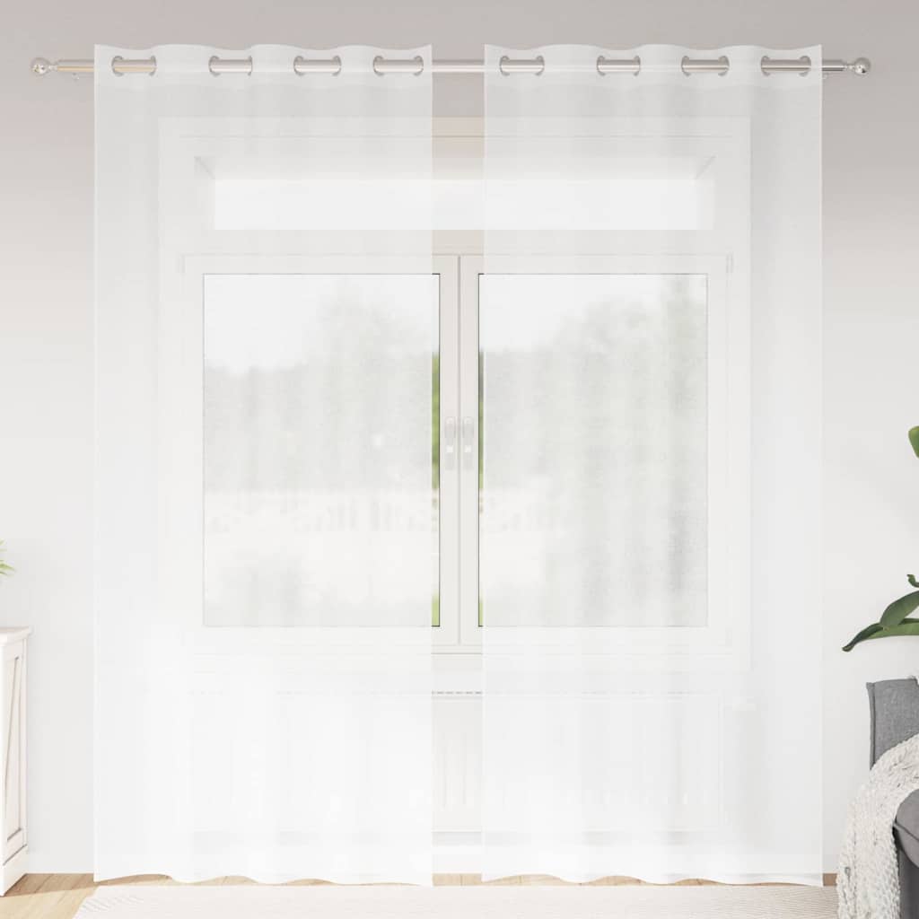 vidaXL Κουρτίνες με κουρτίνες 2 pcs Λευκό 140 x 245 εκ. Πολυεστέρας