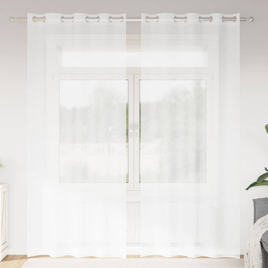 vidaXL Κουρτίνα βυσσινί 2 pcs Λευκό 260 x 140 εκ. Πολυεστέρας