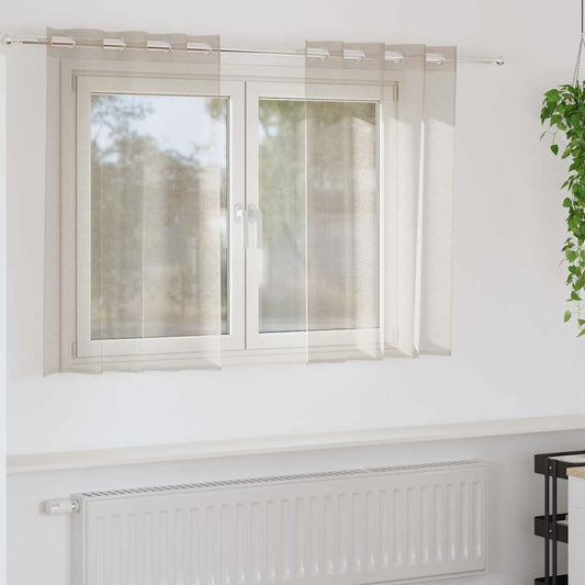 vidaXL Κουρτίνες με κουρτίνες 2 pcs Άμμος 140 x 140 εκ. Πολυεστέρας