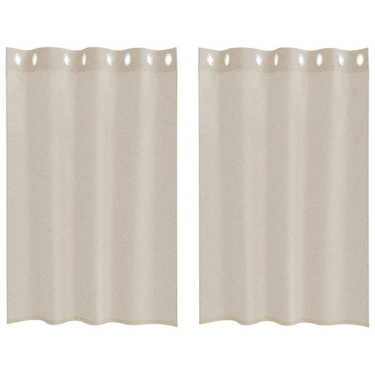 vidaXL Κουρτίνες με κουρτίνες 2 pcs Άμμος 140 x 140 εκ. Πολυεστέρας