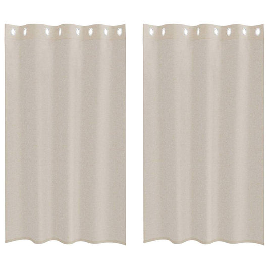vidaXL Κουρτίνες με κουρτίνες 2 pcs Άμμος 140 x 175 εκ. Πολυεστέρας