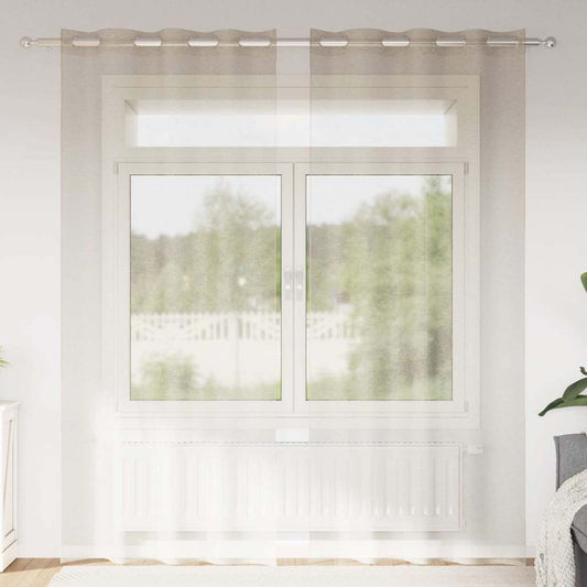 vidaXL Κουρτίνες με κουρτίνες 2 pcs Άμμος 140 x 245 εκ. Πολυεστέρας