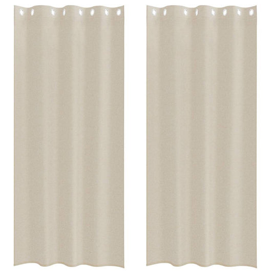 vidaXL Κουρτίνες με κουρτίνες 2 pcs Άμμος 140 x 245 εκ. Πολυεστέρας