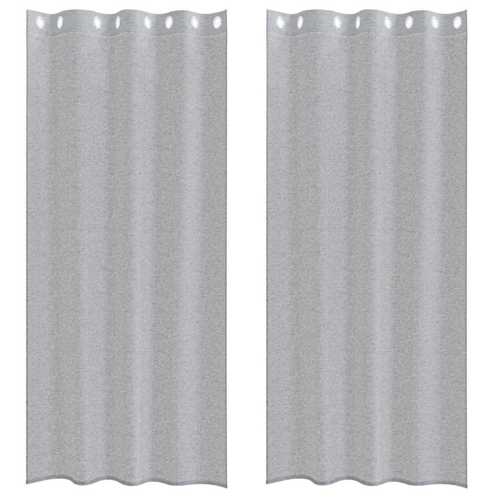 vidaXL Κουρτίνα βυσσινί 2 pcs Σκούρο Γκρι 260 x 140 εκ. Πολυεστέρας