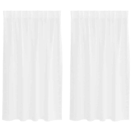 vidaXL Κουρτίνες με κουρτίνες 2 pcs Λευκό 140 x 140 εκ. Πολυεστέρας