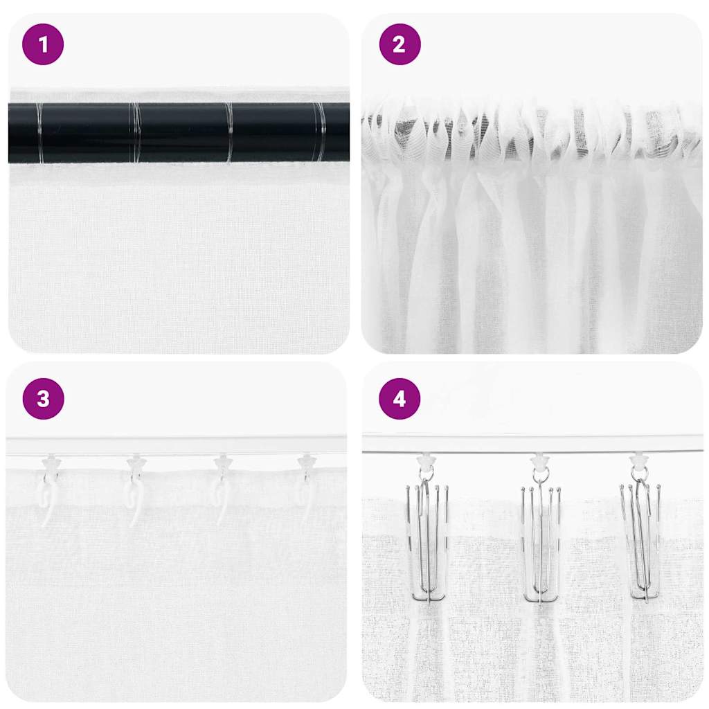 vidaXL Κουρτίνες με κουρτίνες 2 pcs Λευκό 140 x 175 εκ. Πολυεστέρας