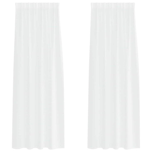 vidaXL Κουρτίνες με κουρτίνες 2 pcs Λευκό 140 x 225 cm Πολυεστέρας
