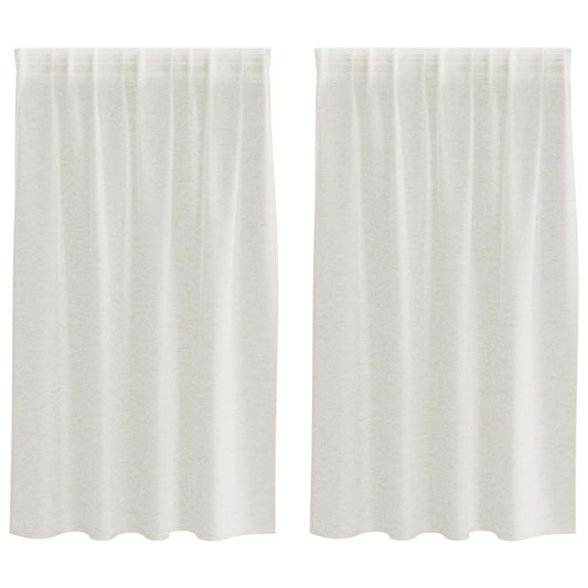 vidaXL Κουρτίνες με κουρτίνες 2 pcs Κρεμ 140 x 140 εκ. Πολυεστέρας