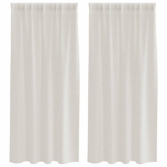 vidaXL Κουρτίνες με κουρτίνες 2 pcs Κρεμ 140 x 175 εκ. Πολυεστέρας