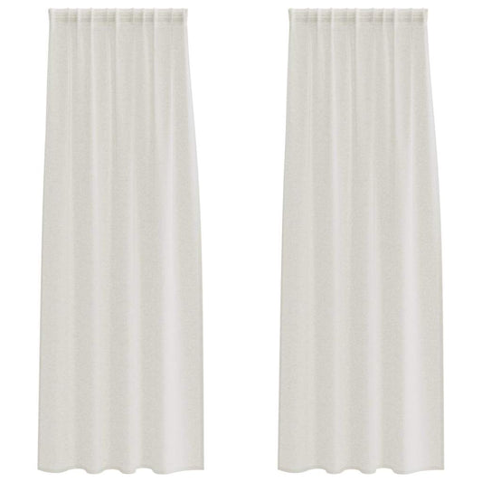 vidaXL Κουρτίνες με κουρτίνες 2 pcs Κρεμ 140 x 225 cm Πολυεστέρας