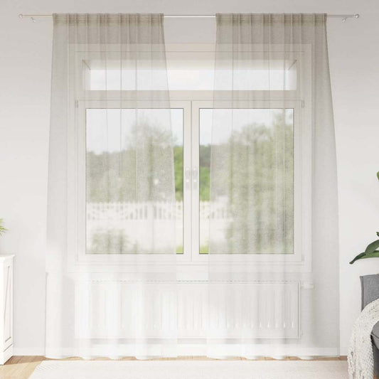 vidaXL Κουρτίνες με κουρτίνες 2 pcs Κρεμ 140 x 245 εκ. Πολυεστέρας