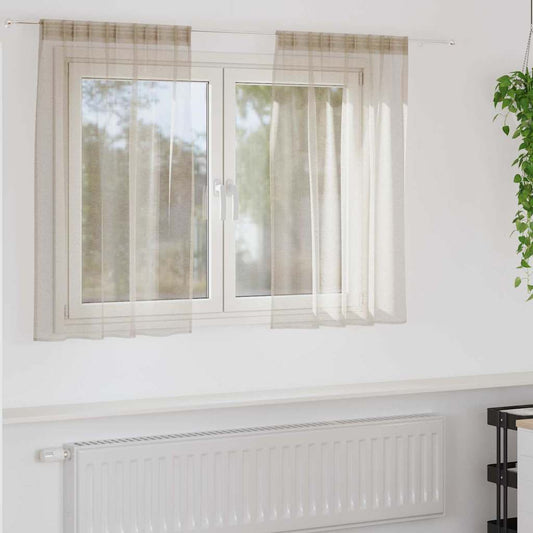 vidaXL Κουρτίνες με κουρτίνες 2 pcs Άμμος 140 x 140 εκ. Πολυεστέρας