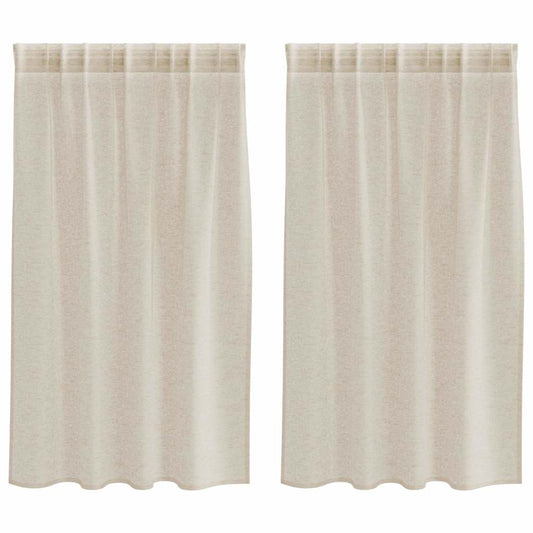 vidaXL Κουρτίνες με κουρτίνες 2 pcs Άμμος 140 x 140 εκ. Πολυεστέρας