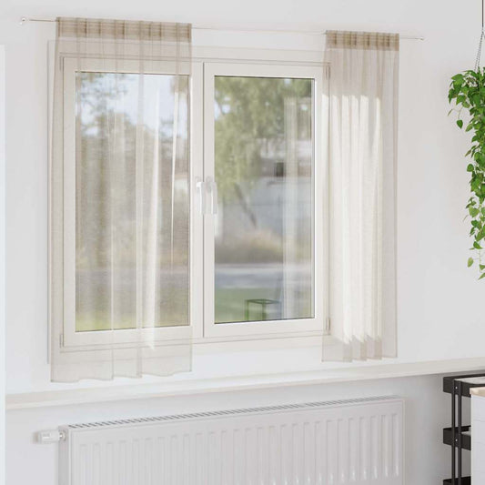 vidaXL Κουρτίνες με κουρτίνες 2 pcs Άμμος 140 x 175 εκ. Πολυεστέρας