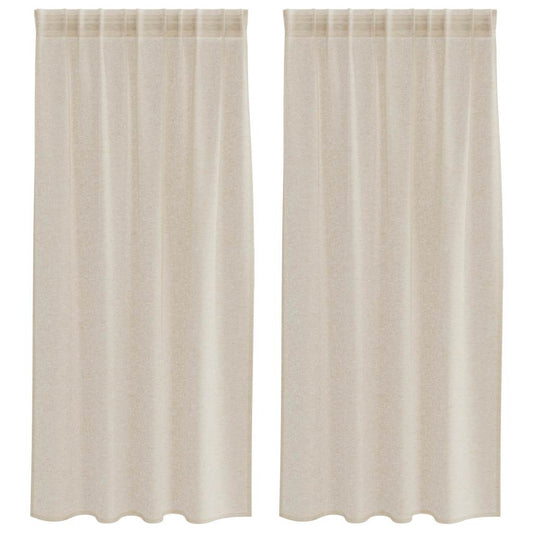 vidaXL Κουρτίνες με κουρτίνες 2 pcs Άμμος 140 x 175 εκ. Πολυεστέρας