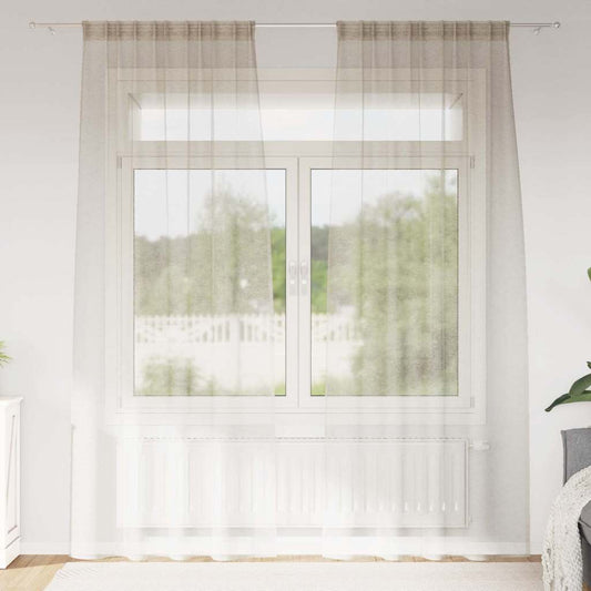 vidaXL Κουρτίνες με κουρτίνες 2 pcs Άμμος 140 x 225 cm Πολυεστέρας