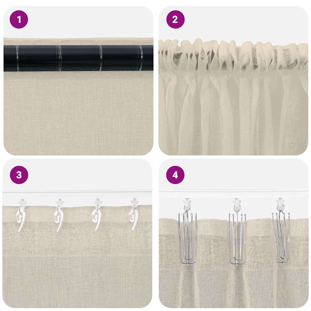 vidaXL Κουρτίνα βυσσινί 2 pcs Άμμος 245 x 140 εκ. Πολυεστέρας