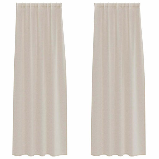 vidaXL Κουρτίνες με κουρτίνες 2 pcs Άμμος 140 x 245 εκ. Πολυεστέρας