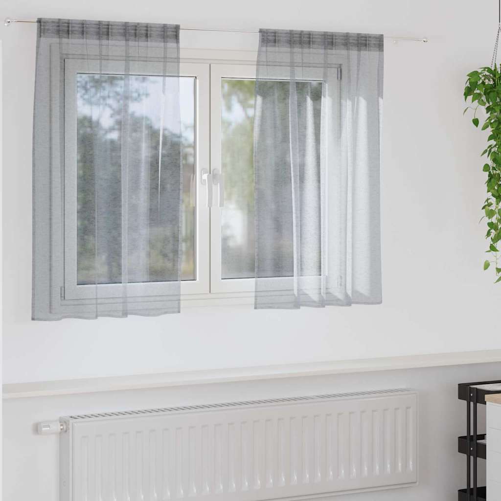 vidaXL Κουρτίνα βυσσινί 2 pcs Σκούρο γκρι 140x140εκ. Πολυεστέρας