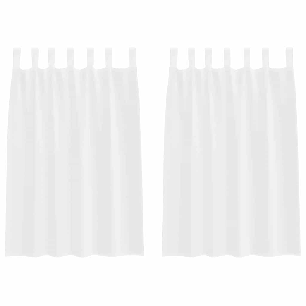 vidaXL Κουρτίνες με κουρτίνες 2 pcs Λευκό 140 x 140 εκ. Πολυεστέρας