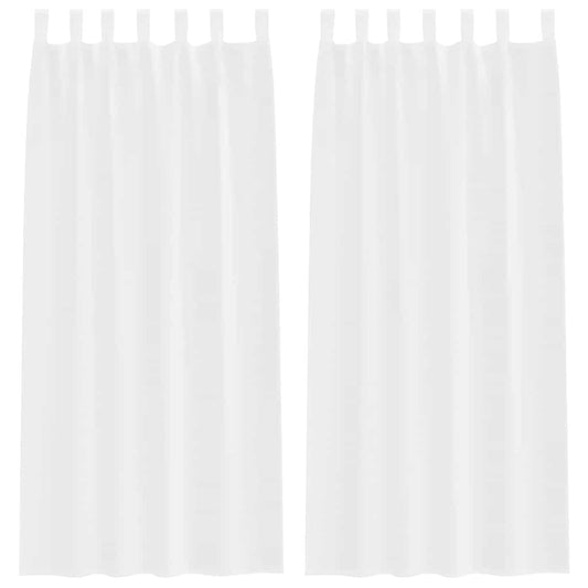 vidaXL Κουρτίνες με κουρτίνες 2 pcs Λευκό 140 x 245 εκ. Πολυεστέρας