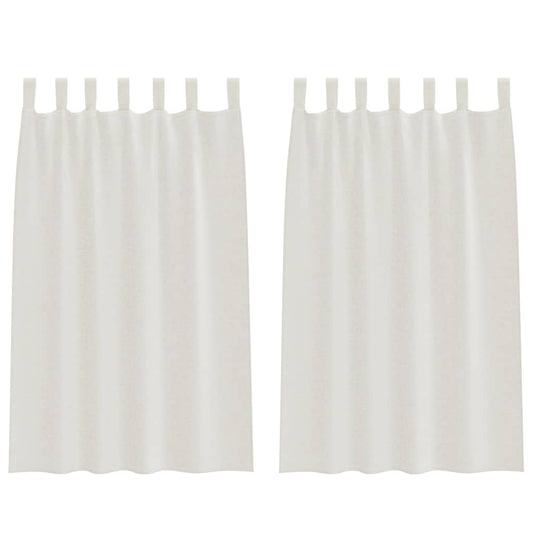 vidaXL Κουρτίνες με κουρτίνες 2 pcs Κρεμ 140 x 175 εκ. Πολυεστέρας